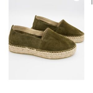 Kelly green handmade Suede Espadrilles from Spain